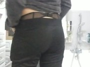 Patty crossdresser back from work in stockings