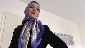 Elegant, Shiny Satin Headscarf Fashion Show JOI, Lady Victoria Valente
