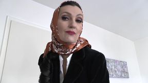 Elegant, Shiny Satin Headscarf Fashion Show JOI, Lady Victoria Valente