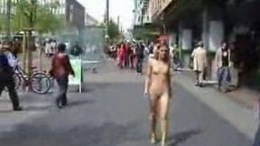 I filmed my tight svelte GF walking on the streets all naked