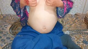 Desi Red Lipstick Bahbi Boobs Show with Pregnant