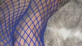 Sexy Pinay Feet With Long Toes in Blue Fishnet