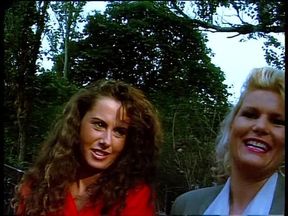 Two sexy chicks at the outdoors interview