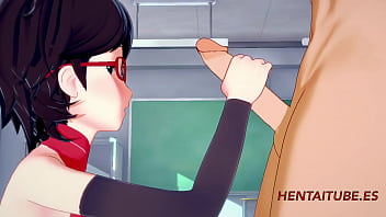 Boku no Hero Boruto Naruto Hentai 3D - Bakugou Katsuki & Sarada Uzumaki Sex at School - Animation Hard Sex Manga