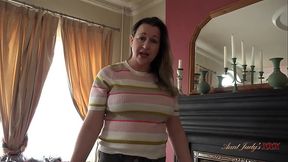 Step-Aunt Eva gives you a BBC rub and sucks your cock