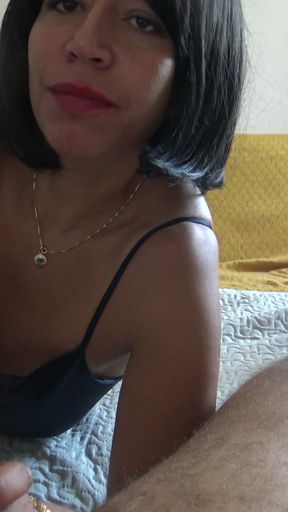 Stepmother helps her horny sissy stepson cum hard   Clip 1