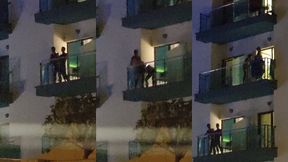 guys caught fucking on the balcony