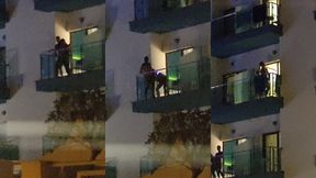 guys caught fucking on the balcony