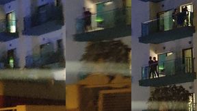 guys caught fucking on the balcony