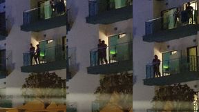 guys caught fucking on the balcony
