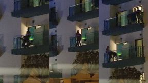 guys caught fucking on the balcony