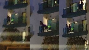 guys caught fucking on the balcony