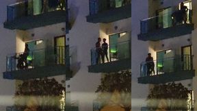 guys caught fucking on the balcony