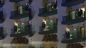 guys caught fucking on the balcony