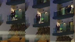 guys caught fucking on the balcony