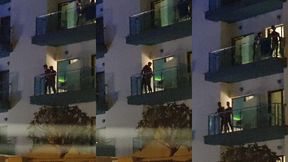 guys caught fucking on the balcony