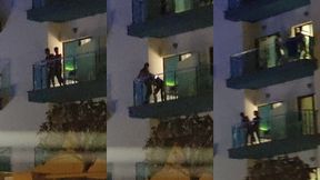 guys caught fucking on the balcony