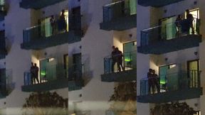 guys caught fucking on the balcony