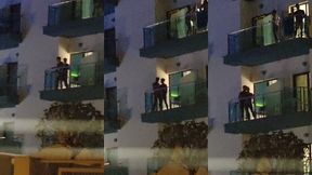 guys caught fucking on the balcony