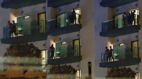 guys caught fucking on the balcony