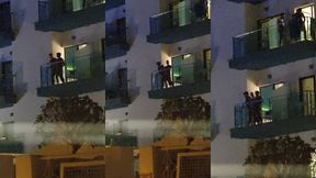 guys caught fucking on the balcony