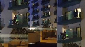 guys caught fucking on the balcony