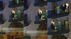 guys caught fucking on the balcony