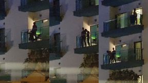 guys caught fucking on the balcony