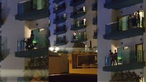 guys caught fucking on the balcony