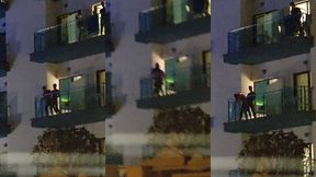 guys caught fucking on the balcony