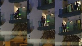 guys caught fucking on the balcony