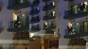 guys caught fucking on the balcony