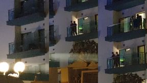 guys caught fucking on the balcony