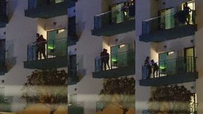 guys caught fucking on the balcony