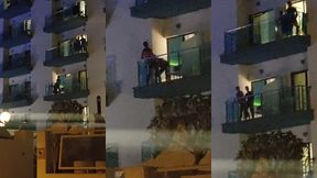 guys caught fucking on the balcony