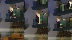 guys caught fucking on the balcony