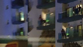 guys caught fucking on the balcony