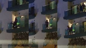 guys caught fucking on the balcony