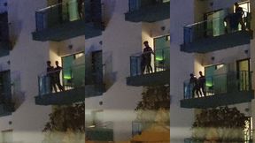 guys caught fucking on the balcony