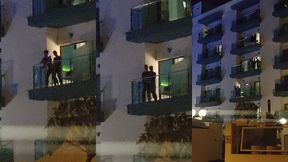 guys caught fucking on the balcony