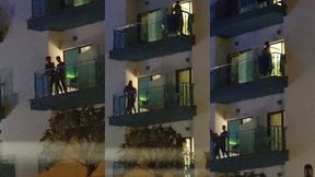 guys caught fucking on the balcony