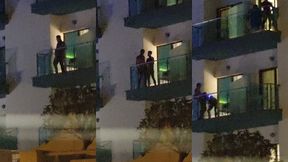 guys caught fucking on the balcony