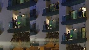guys caught fucking on the balcony