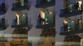 guys caught fucking on the balcony