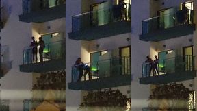 guys caught fucking on the balcony