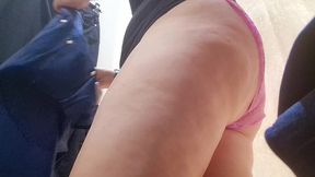 italian stepmom shows you her big ass wrapped in black pantyhose in the clothing store