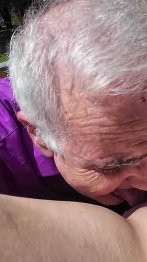 Old Grandpa Orders Pussy &amp; Ass on Restaurant Menu Young submissive Waitress   Clip 1