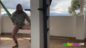 Blonde Babe Squirts in Public!  Catches Secret Orgasm