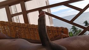 Vibing Beach View While Fapping My Black Mole Dick