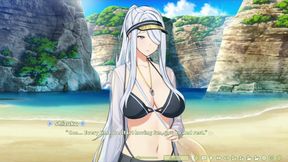 Hentai Game - Summer Clover - Beach Hentai - White-Haired Beauty Gives Satisfying Paizuri - Shizuku Hentai